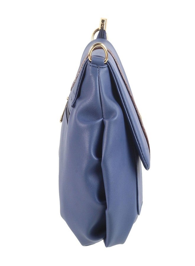 Mochi Blue Faux Leather Secure Magnet Snap Casual Sling Bag For Women - Image 4